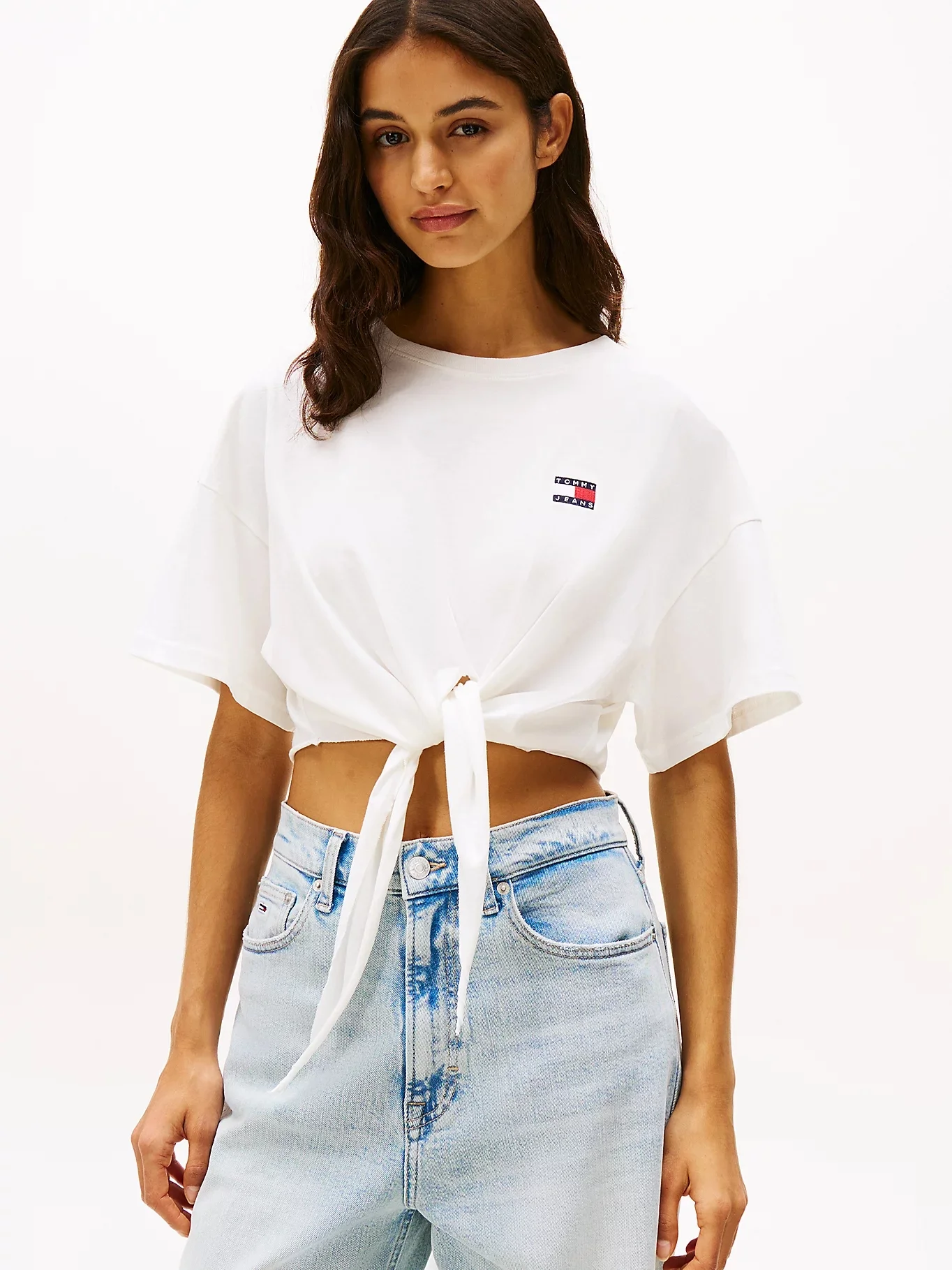 TOMMY JEANS Áo Thun Nữ Tay Ngắn TJW Reg Waist Tie Badge Tee Ext