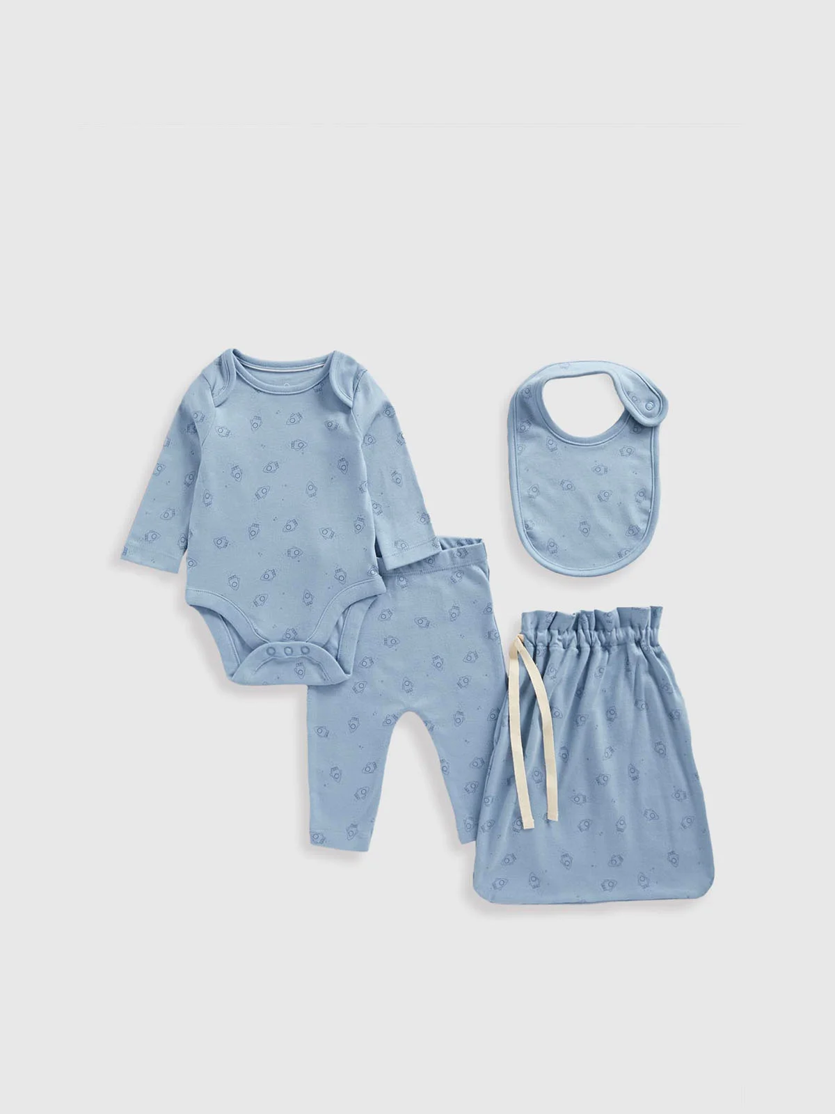 mothercare Set 4 món - bodysuit, phụ kiện bé trai