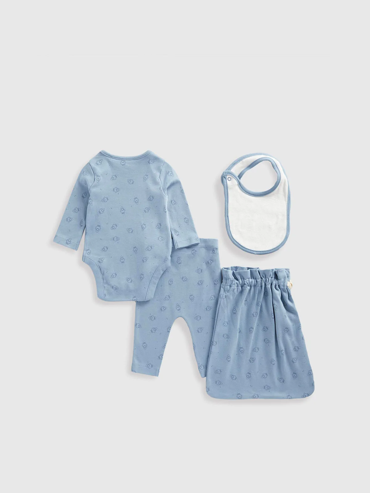 mothercare Set 4 món - bodysuit, phụ kiện bé trai