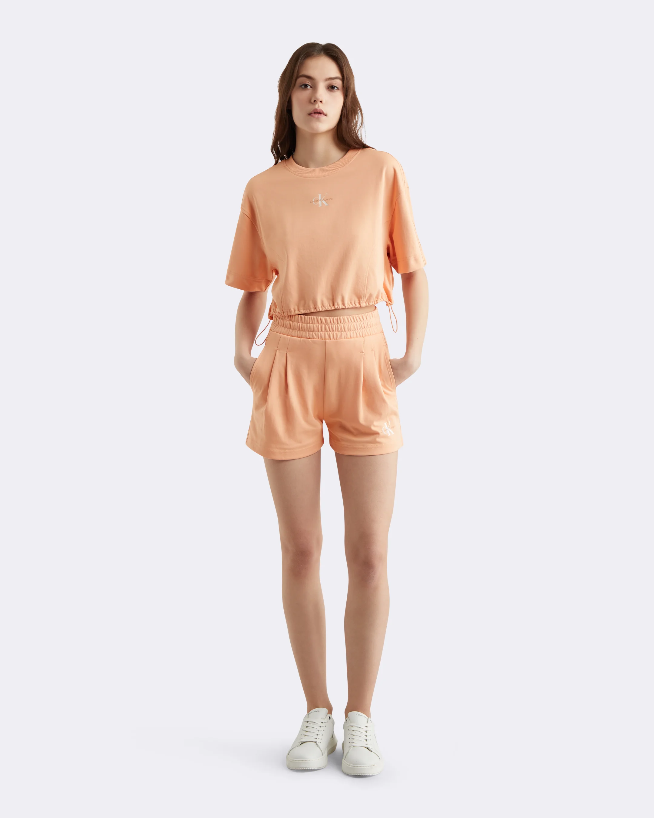 CK JEANS Áo Nỉ Nữ Oversized Crop Fit