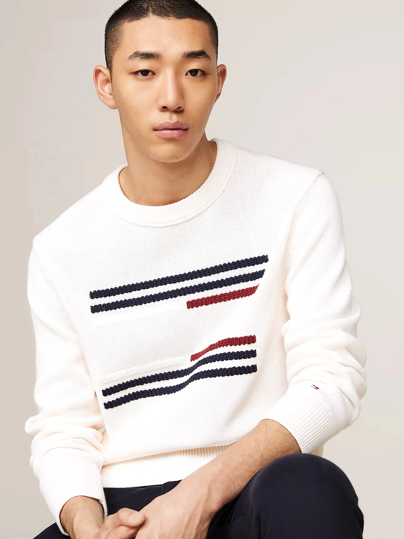 TOMMY HILFIGER Áo Sweater Nam Tay Dài Big Graphic Flag Crew Neck