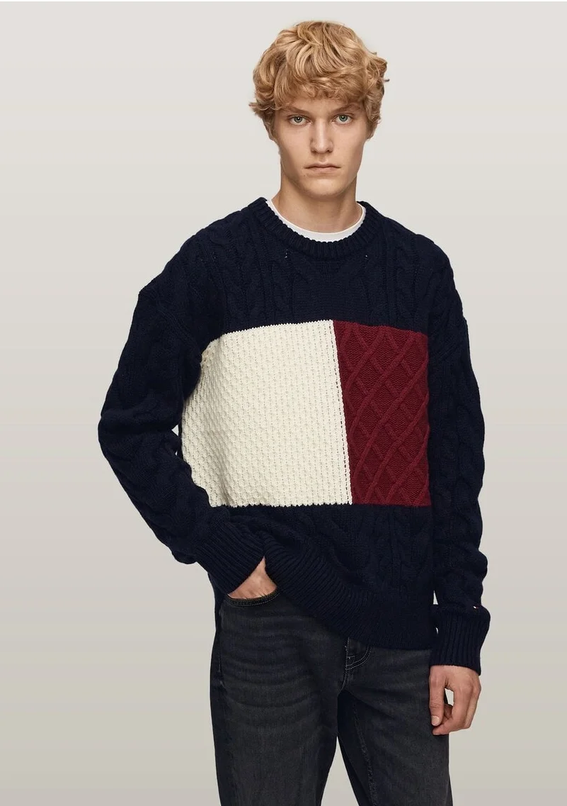 TOMMY HILFIGER Áo Sweater Nam Tay Dài Cable Flag Sweater
