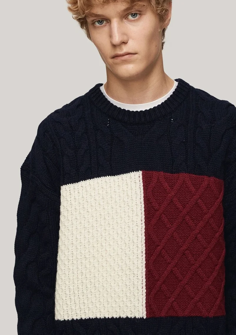 TOMMY HILFIGER Áo Sweater Nam Tay Dài Cable Flag Sweater
