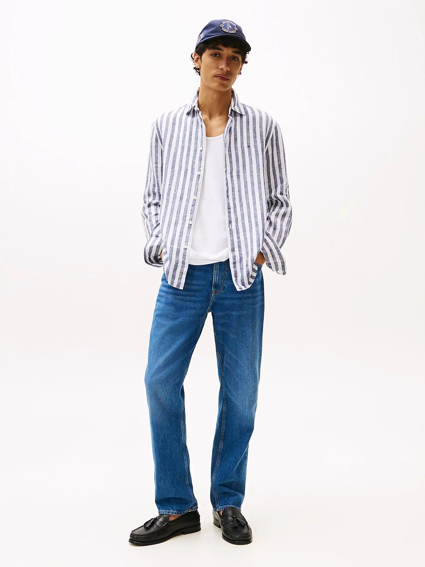 TOMMY HILFIGER Áo Sơ Mi Nam Tay Dài Linen Bengal Stripe RF Shirt