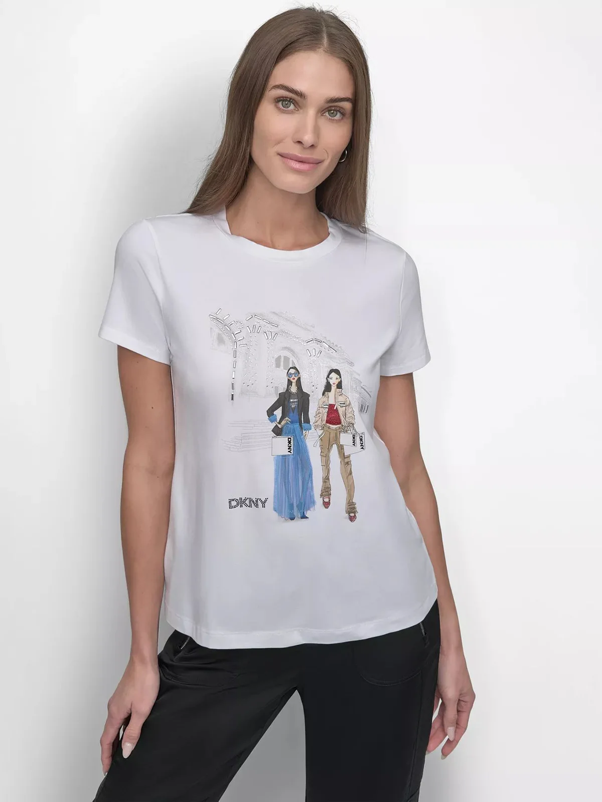 DKNY Áo Thun Nữ S/S Met Conversational Tshirt