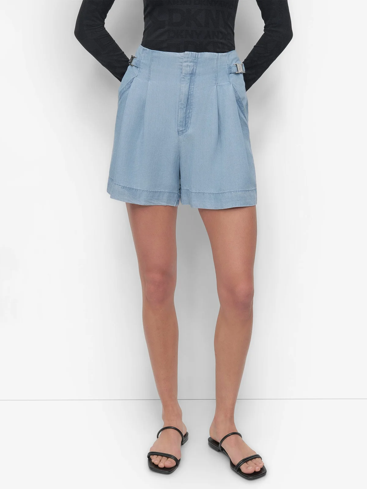 DKNY Quần Ngắn Nữ Pltd Tencel Short W/Logo Hrdwr