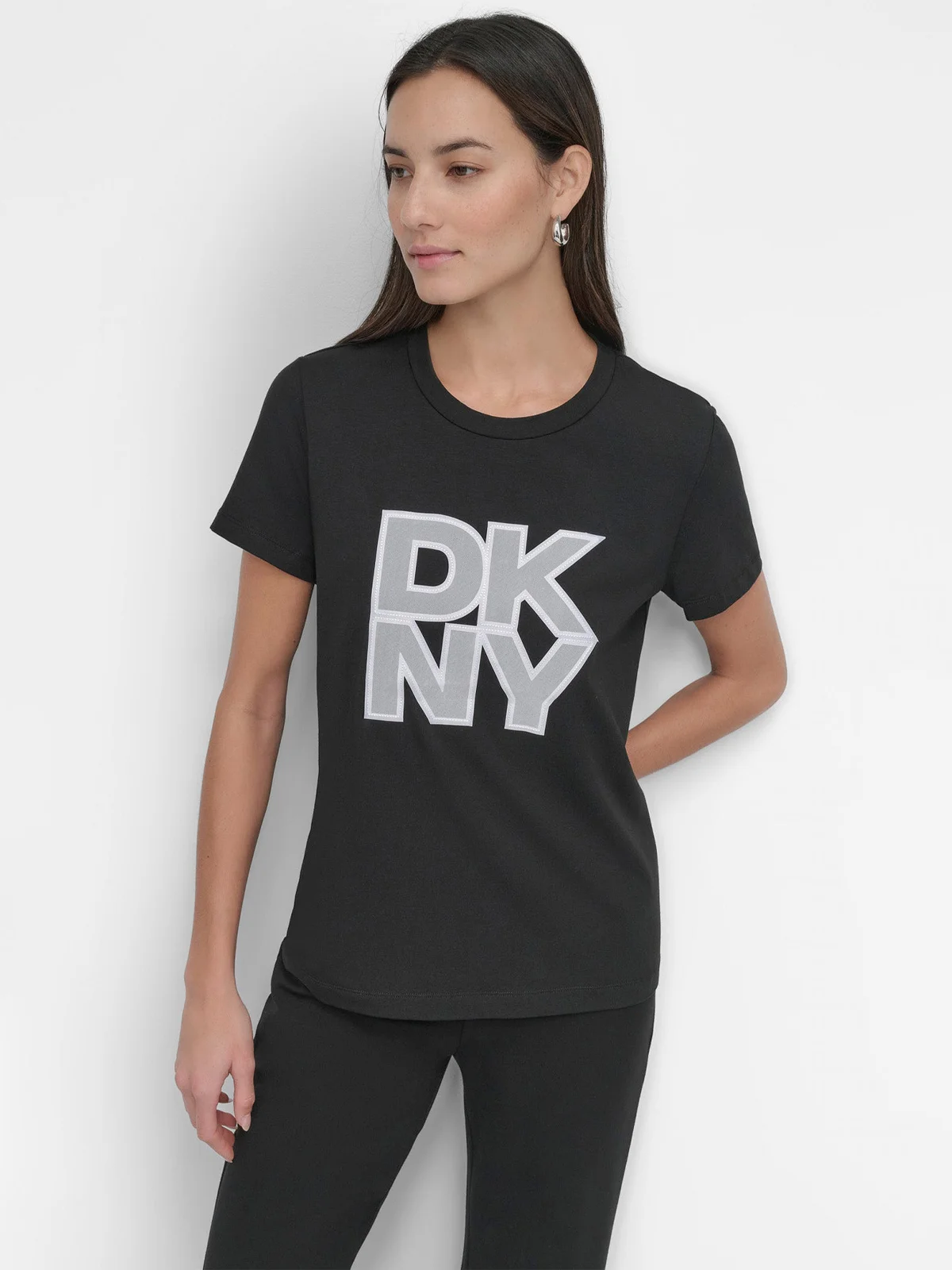 DKNY Áo Thun Nữ S/S Mesh Overlay Logo Tshirt