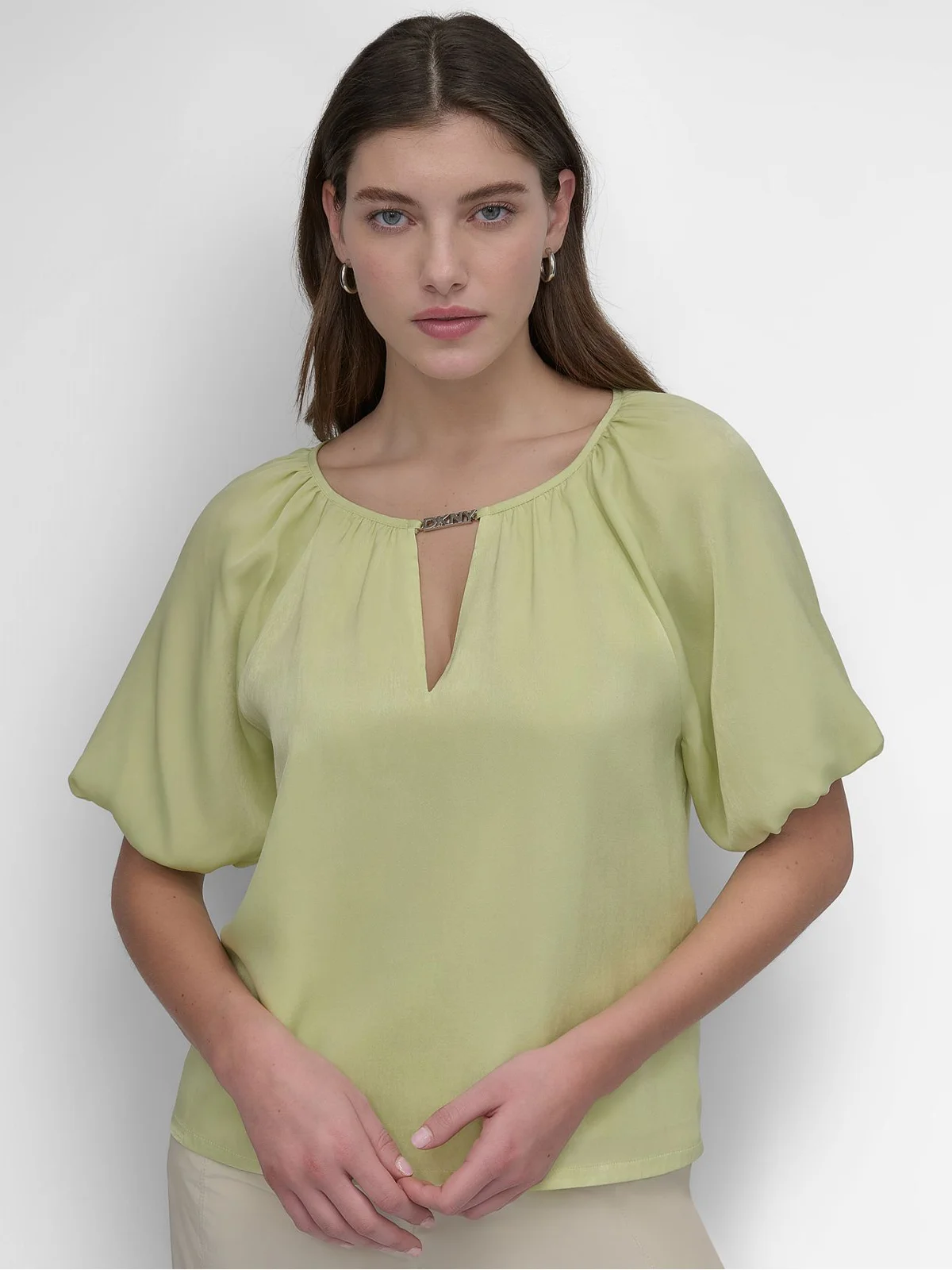 DKNY Áo Kiểu Nữ Puff Slv Top W Logo Dtl