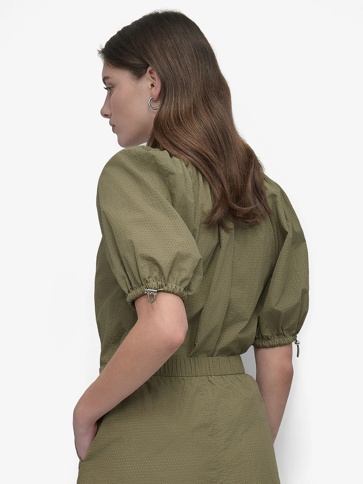 DKNY Áo Kiểu Nữ Bungee Slv Perforated Tech Top