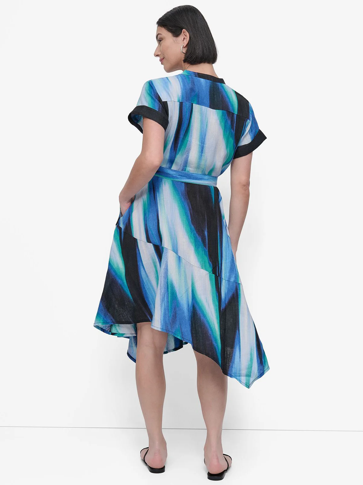 DKNY Đầm Nữ S/S Printd Linen Wra