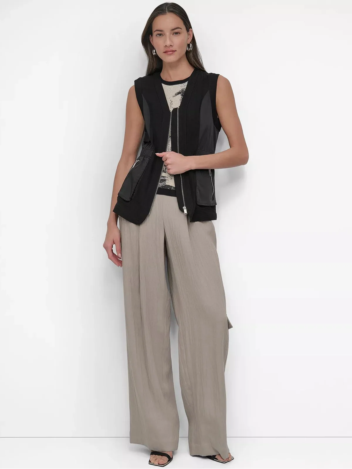 DKNY Áo Khoác Nữ Vest In Shine Matte Combo