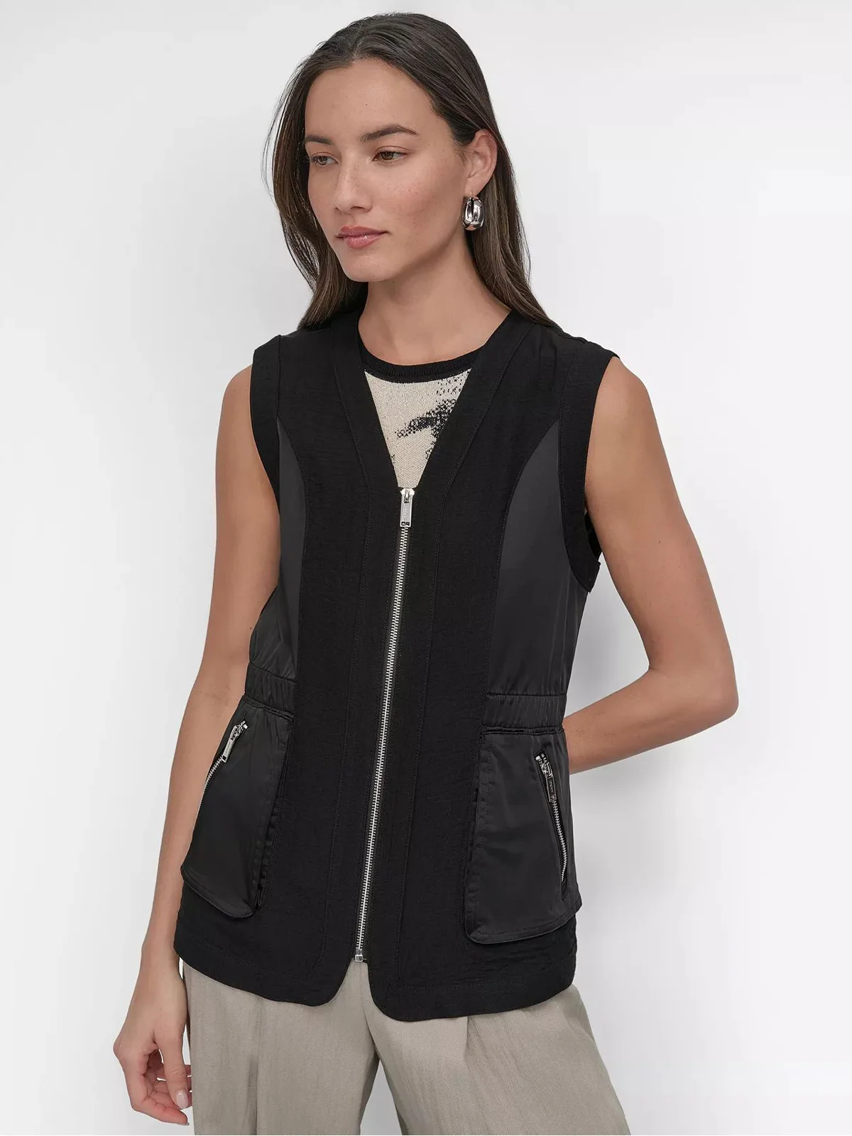 DKNY Áo Khoác Nữ Vest In Shine Matte Combo