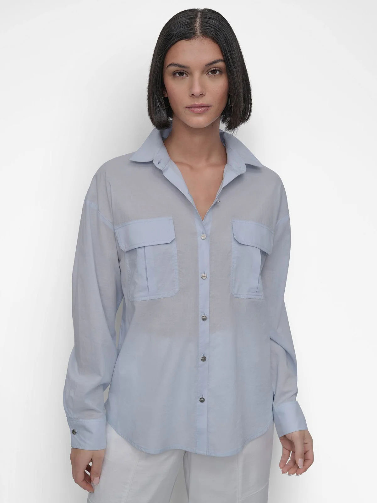 DKNY Áo Sơ Mi Nữ L/S Voile Button Dow