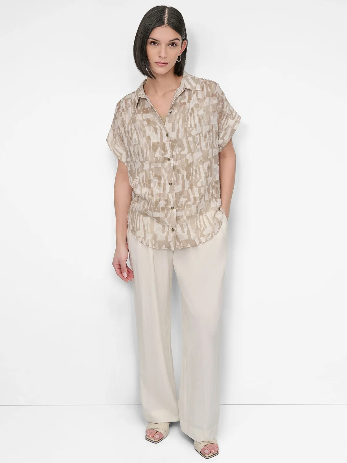 DKNY Áo Sơ Mi Nữ S/S City Burnout But