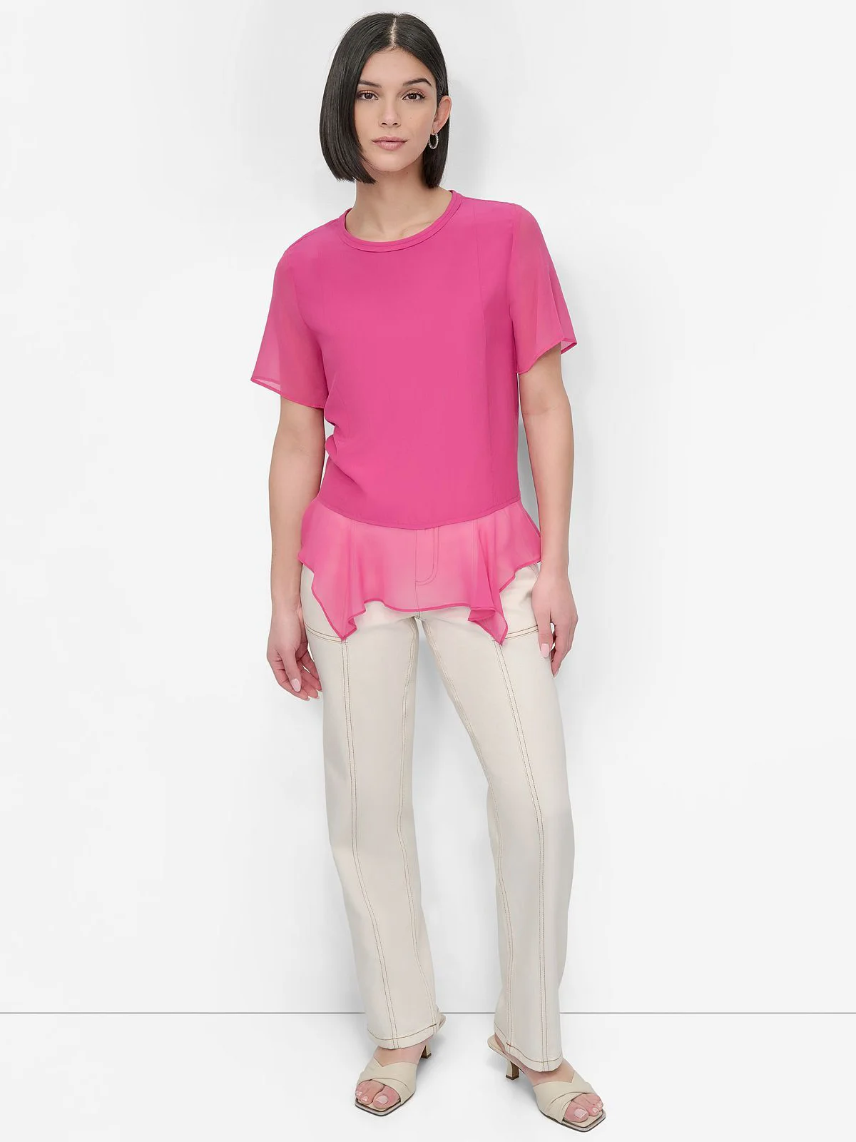 DKNY Áo Kiểu Nữ S/S Handkerchief Mix
