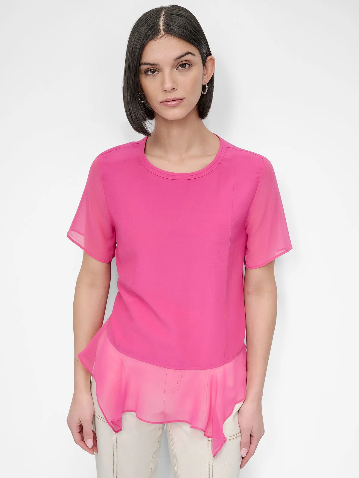 DKNY Áo Kiểu Nữ S/S Handkerchief Mix