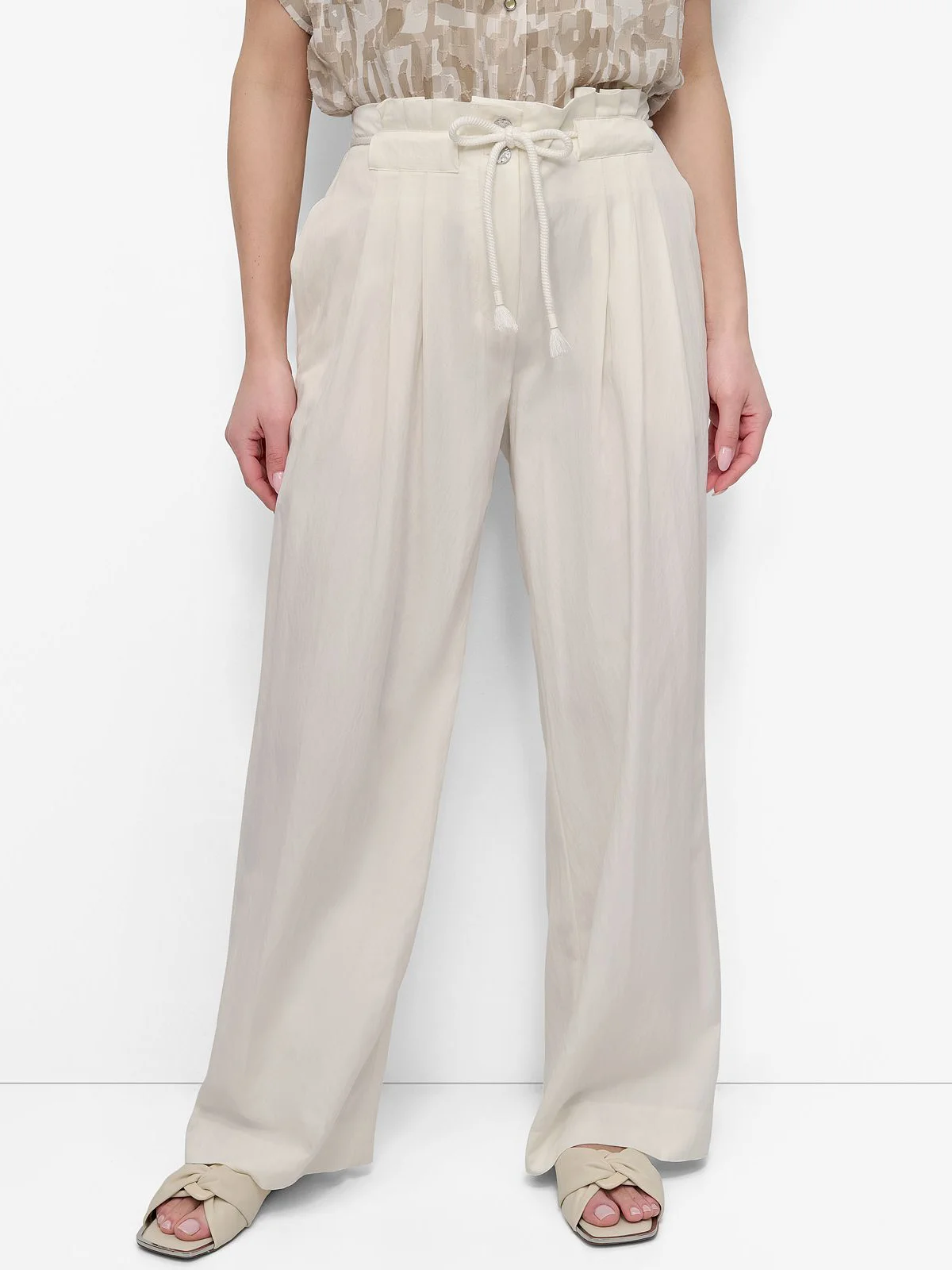 DKNY Quần Dài Nữ Rope Tie Front Wide