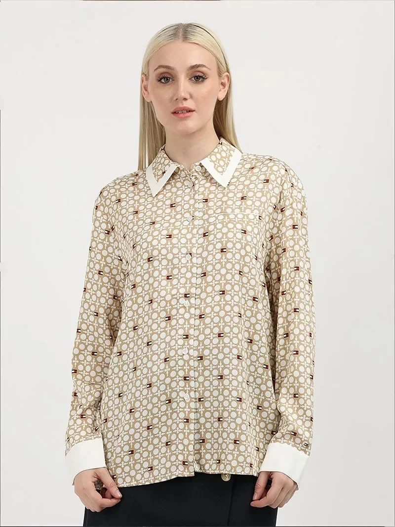 TOMMY HILFIGER Áo Sơ Mi Nữ Tay Dài Geo Flower Print Vis LS Shirt