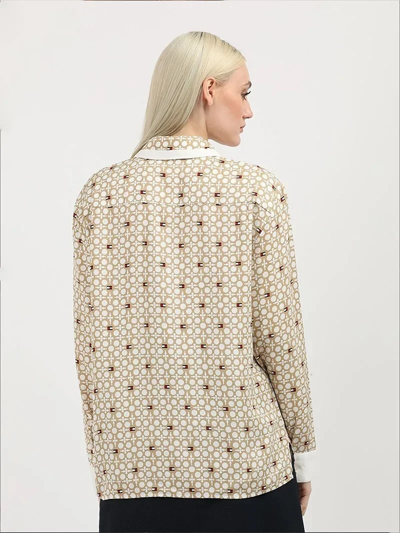 TOMMY HILFIGER Áo Sơ Mi Nữ Tay Dài Geo Flower Print Vis LS Shirt