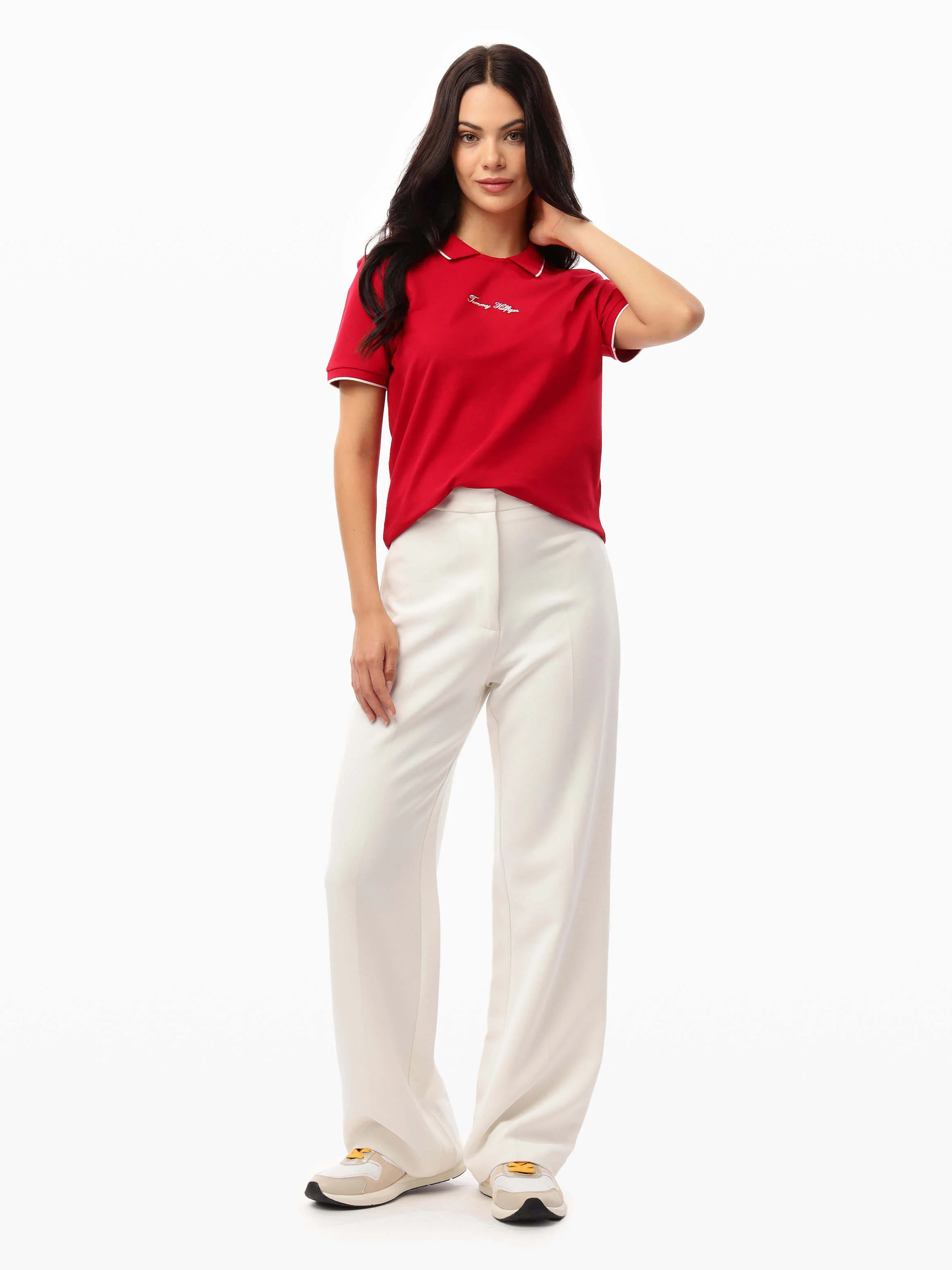 TOMMY HILFIGER Áo Polo Nữ Tay Ngắn IM Script Reg C-Nk SS Polo