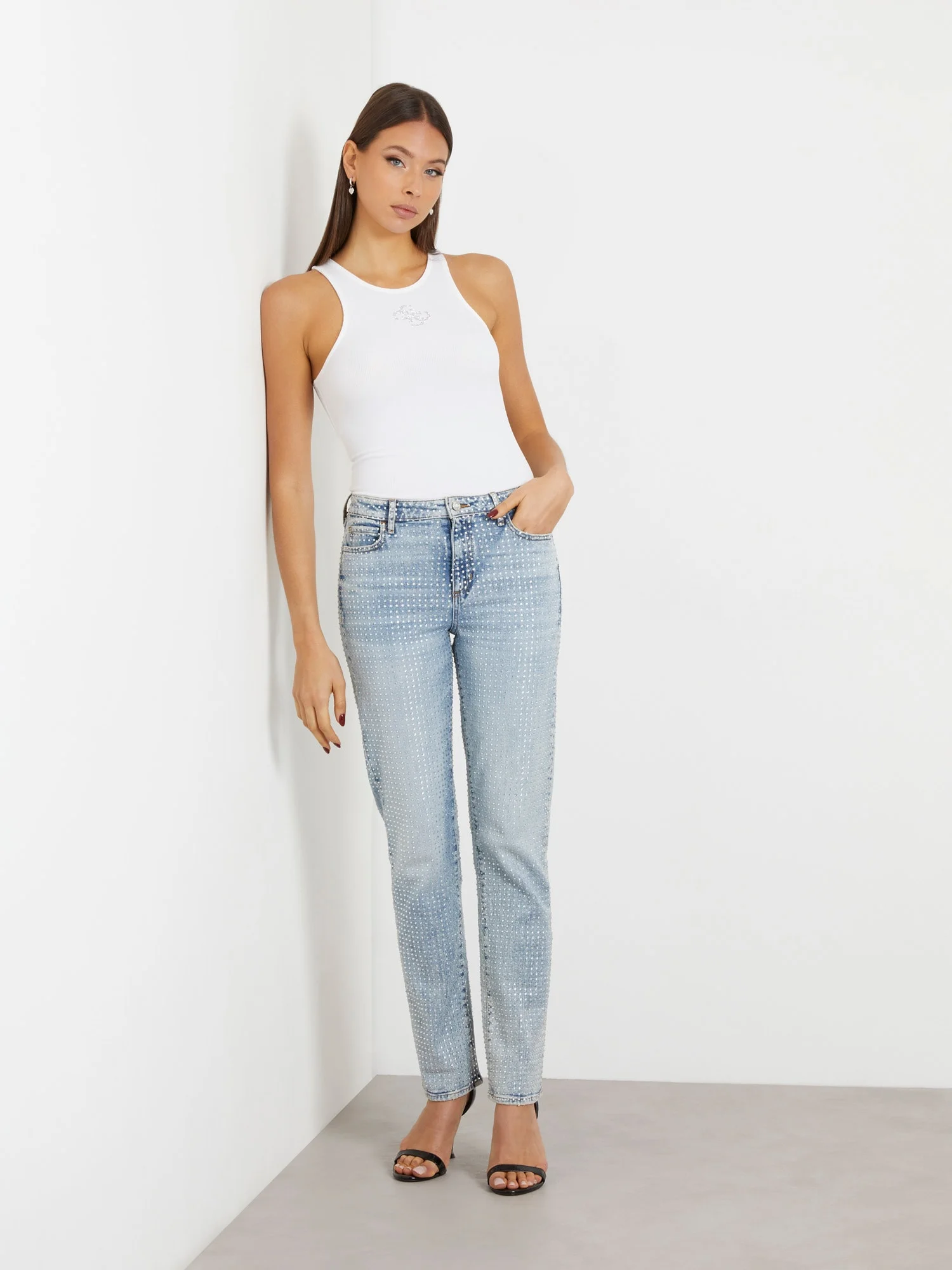 GUESS WOMAN Áo Thun Nữ - Sl Round Nk Guendalina Top