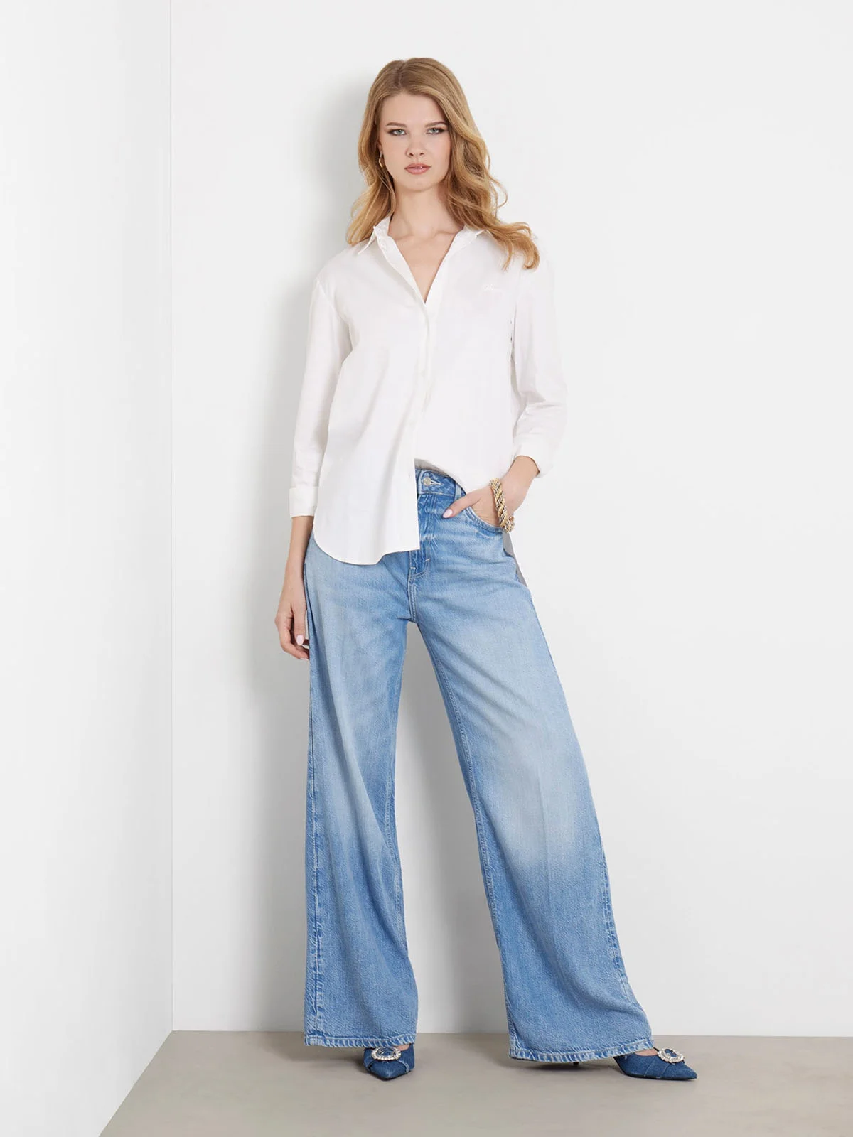 GUESS WOMAN Áo Vải Kiểu Nữ - Ls Celeste Boyfriend Shirt