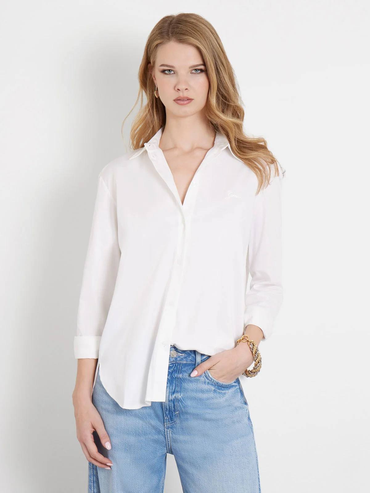 GUESS WOMAN Áo Vải Kiểu Nữ - Ls Celeste Boyfriend Shirt