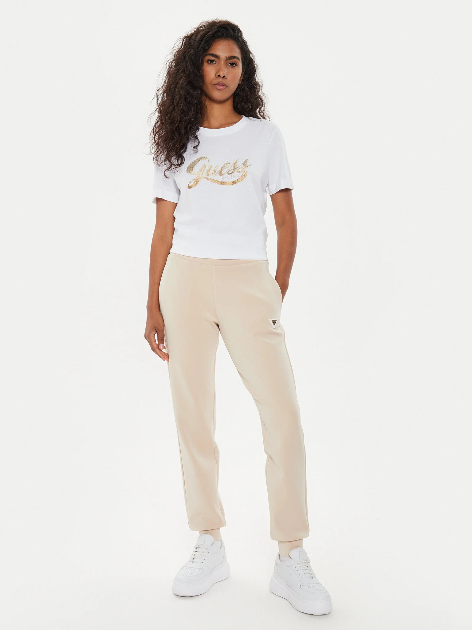 GUESS WOMAN Áo Thun Nữ - Ss Cn Glittery Logo Tee