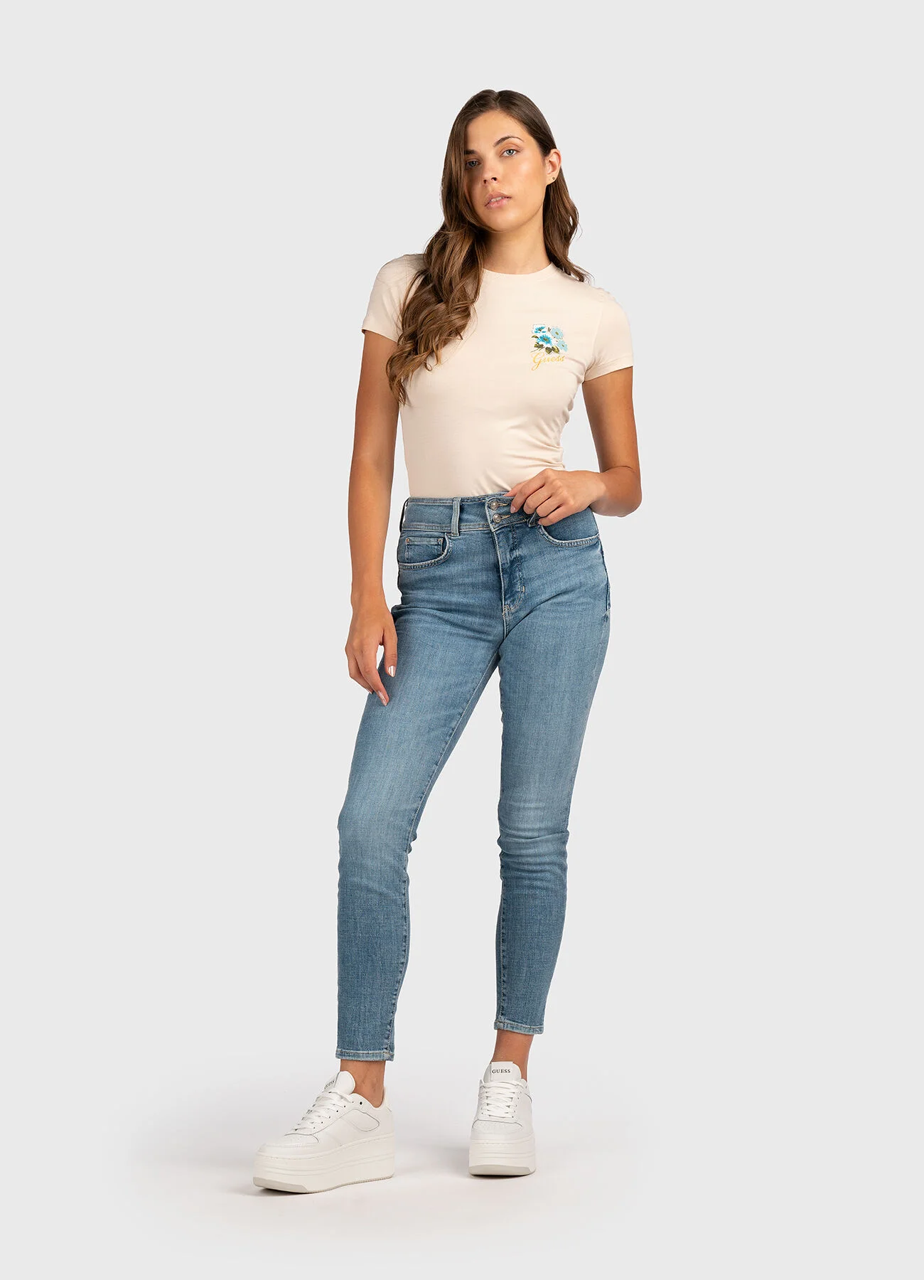 GUESS WOMAN Áo Thun Nữ - Ss Cn Guess Flowers Tee