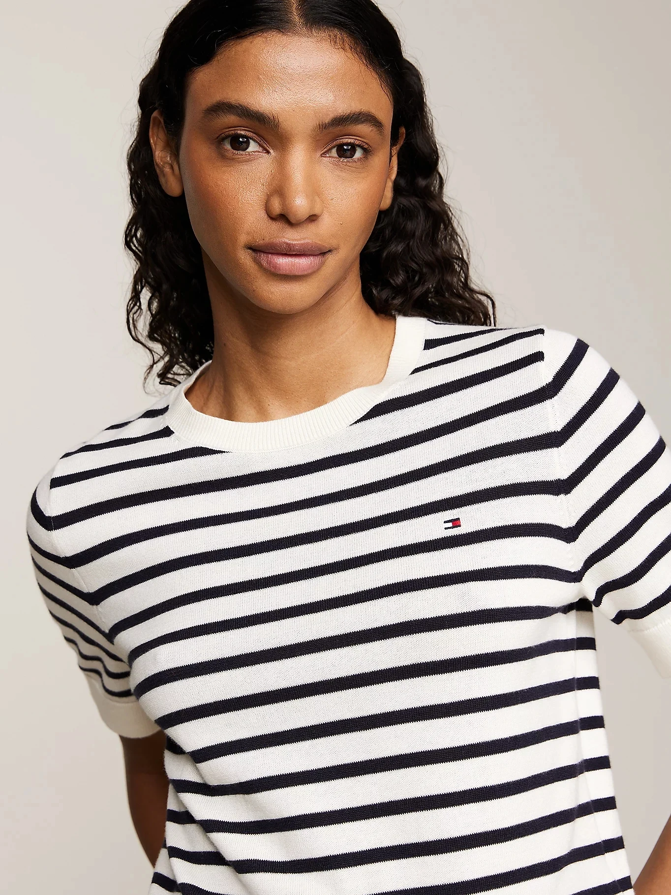 TOMMY HILFIGER Áo Sweater Nữ Tay Ngắn CO Jersey Stitch C-Nk SS Sweater