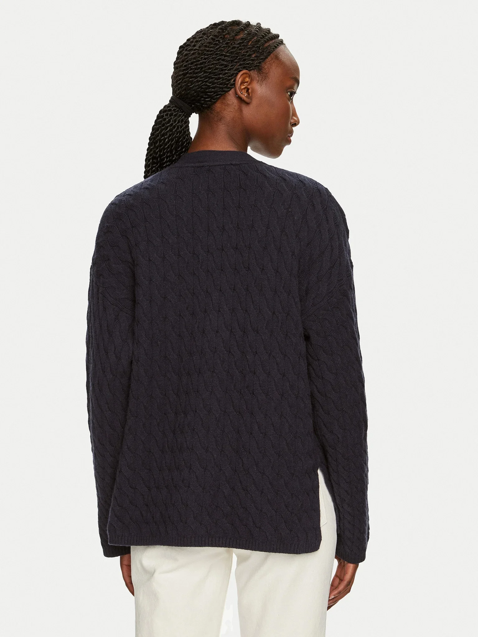 TOMMY HILFIGER Áo Cardigan Nữ Tay Dài Wool Blend Cable V-Nk Cardigan