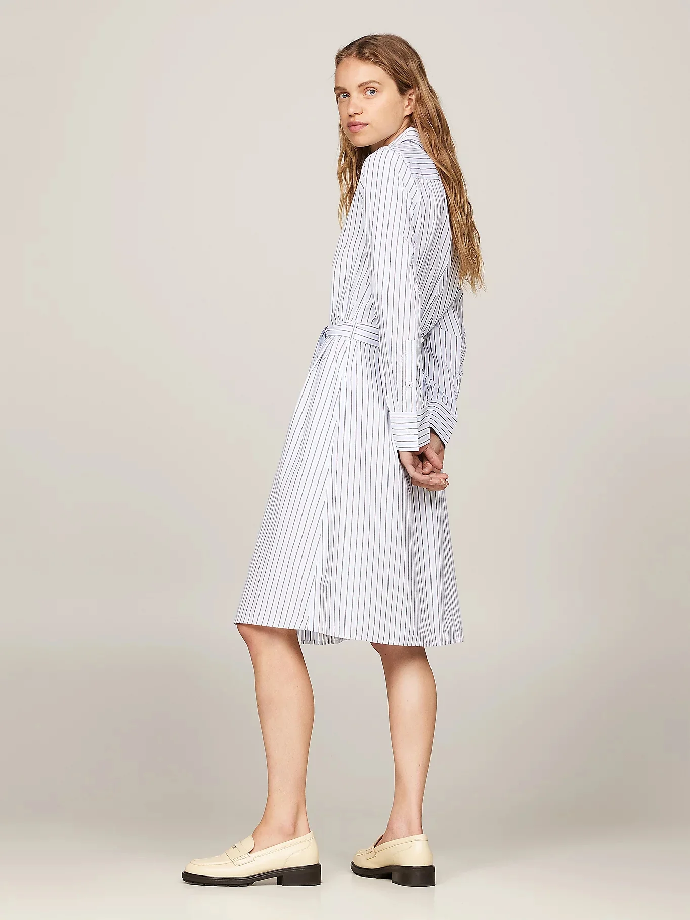 TOMMY HILFIGER Đầm Nữ Stripe Regular Knee Shirtdress