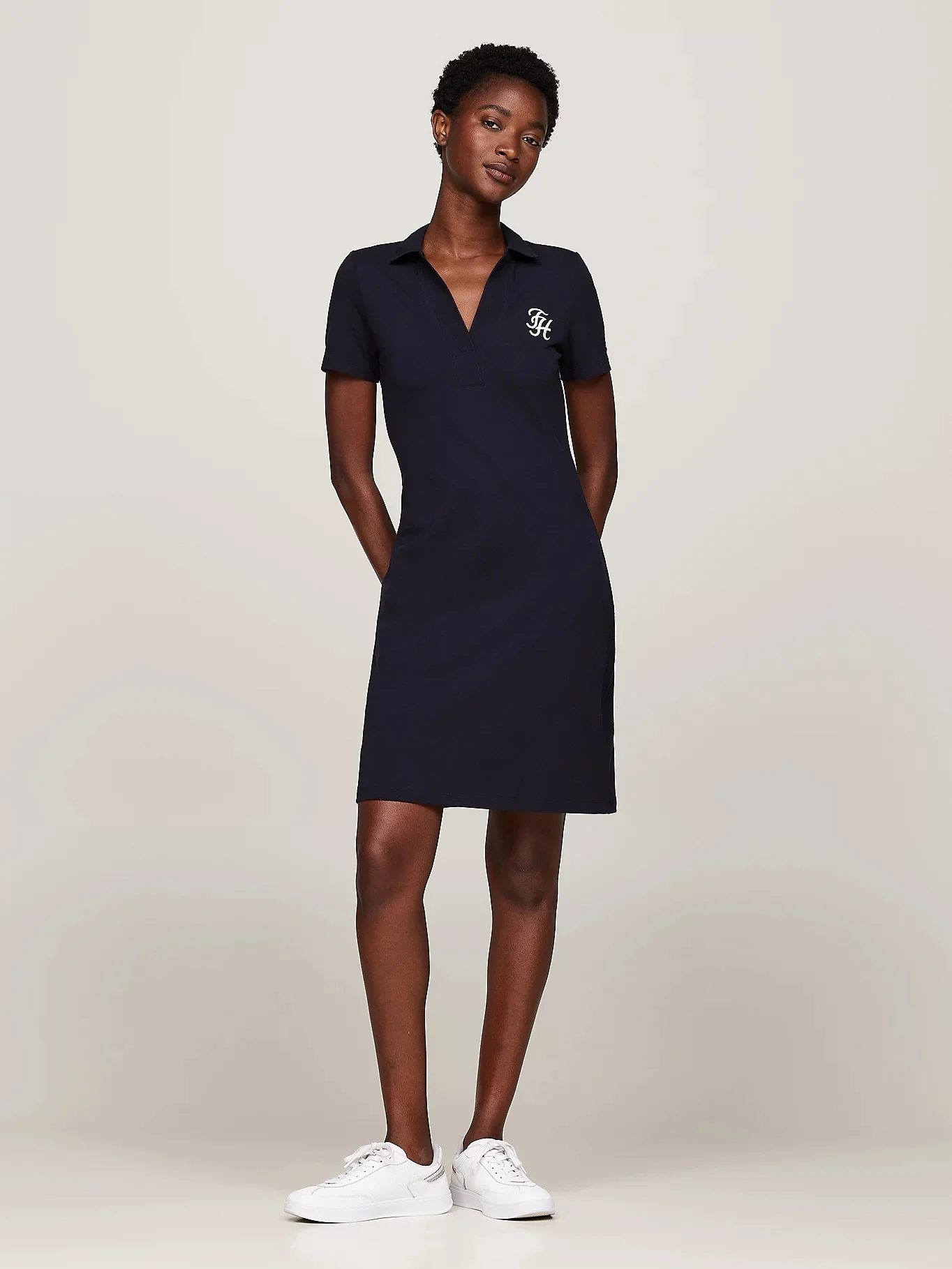 TOMMY HILFIGER Đầm Nữ SLM TH Script Open Placket Polo Dress